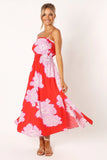 Sybel Midi Dress Red Pink Floral
