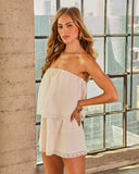 Moonlit Coast Strapless Lace Trim Romper