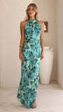 Oralia Maxi Dress Dark Green Floral