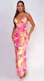 Agave Multi Floral Maxi Dress Pink