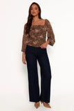 Maia Long Sleeve Top Olive Floral