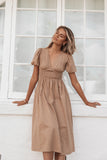 Ronnie Short Sleeve Midi Dress Tan