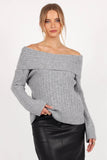 Kenny Off Shoulder Knit Sweater Grey