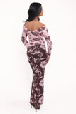Navida Mesh Midi Skirt Pink Brown Floral