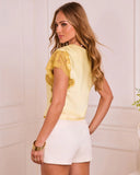 Sincerely Mine Satin Lace Trim Top