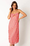 Tyler Strapless Midi Dress Watermelon