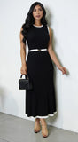 Elaria Sleeveless Contrast Midi Dress Black