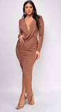 Jamila Brown Drape Dress