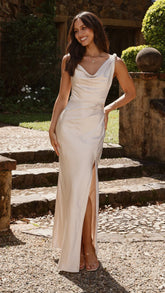 Iris Asymmetrical Maxi Dress Champagne