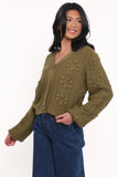 Melody Textured Button Up Cardigan Olive