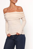 Thomsie Off Shoulder Knit Top Ivory