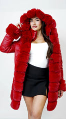 Glacier PU Puffer Fur Jacket Red