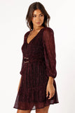 Glimmer Long Sleeve Mini Dress Pink