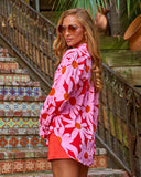 Sun Weathered Floral Button Down Top