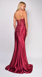 Thea Burgundy Red Sequin Lace Detail Gown