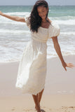 Clo Puff Sleeve Midi Dress White Betty