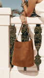 Cali Shoulder Bag Tan Suede