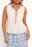 Delia Pleat Tie Top White