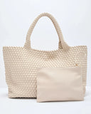 At My Side Woven Leather Tote With Insert