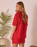 Riviera Reverie Eyelet Button Up Top