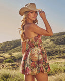 Moonlit Meadow Floral Tapestry Bubble Hem Mini Dress