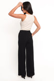 Cinch Wide Leg Crepe Pant Black