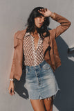 Spencer Faux Suede Moto Jacket Tan