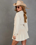 Countryside Charm Pleated Waist Tie Mini Dress