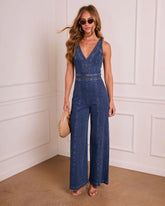 Ismerie Wide Leg Denim Jumpsuit