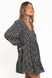 Frankie Long Sleeve Mini Dress Black Floral