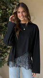 Javi Long Sleeve Lace Top Black