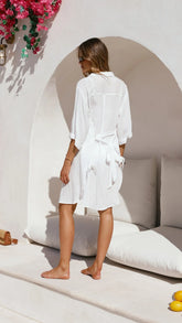 Vesper Button Down Beach Cover Up White
