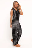 Juna Knitted Pant Set Black White Stripe