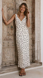 Cassara Maxi Dress White Black Polka Dot
