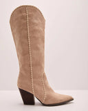 Leana Faux Suede Contrast Trim Western Boots