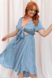 Amanda Hi Lo Tie Front Dress Blue
