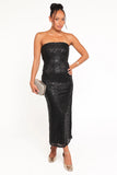 Agnes Strapless Sequin Maxi Dress Black