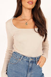 Shani Ribbed Knit Top Oatmeal