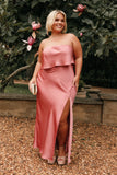 Vienna Strapless Midi Dress Dusty Rose