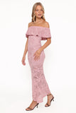 Mirelle Off Shoulder Lace Maxi Dress Pink