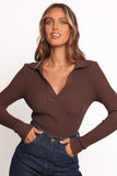 Emmerson Long Sleeve Knit Top Chocolate