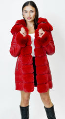 Glacier PU Puffer Fur Jacket Red