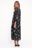 Mavis Long Sleeve Maxi Dress Black Floral