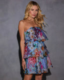 Eloisa Tiered Strapless Floral Mini Dress