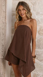 Chloey Strapless Top Shorts Set Chocolate