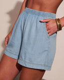 Korienna Mid Rise Chambray Shorts