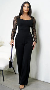 Virella Lace Long Sleeve Jumpsuit Black