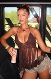 Here For Now Crochet Top Chocolate