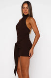 Cant Stand Me Halter Mini Dress Dark Chocolate