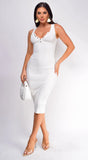 Max Front Button Midi Dress White